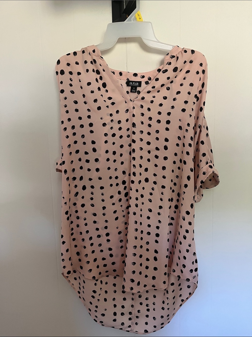 a.n.a Pink Blouse with Black Dot Print